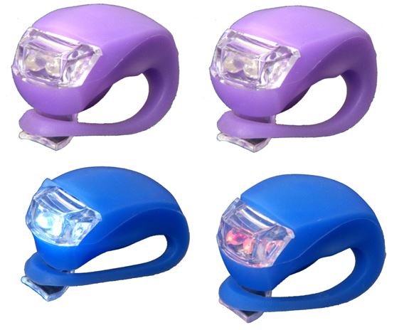 Bicycle - Bike Front & Rear LED Lights Set Wrap Around Silicon - Choose Colour: