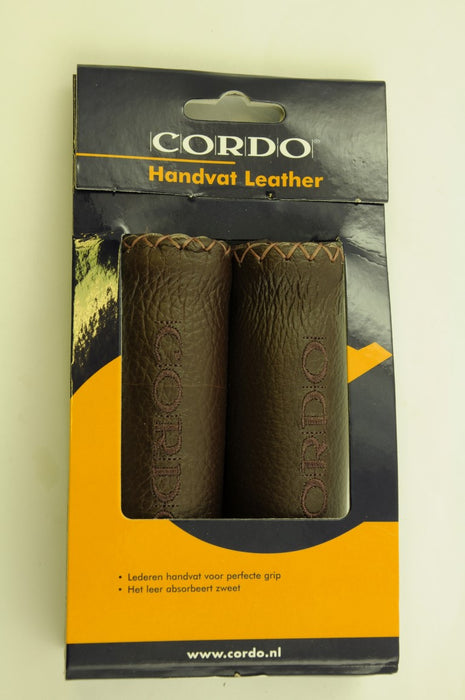 CORDO SOFT BROWN LEATHER BIKE HANDLEBAR GRIPS TRADITIONAL DUTCH HAND STITCHING