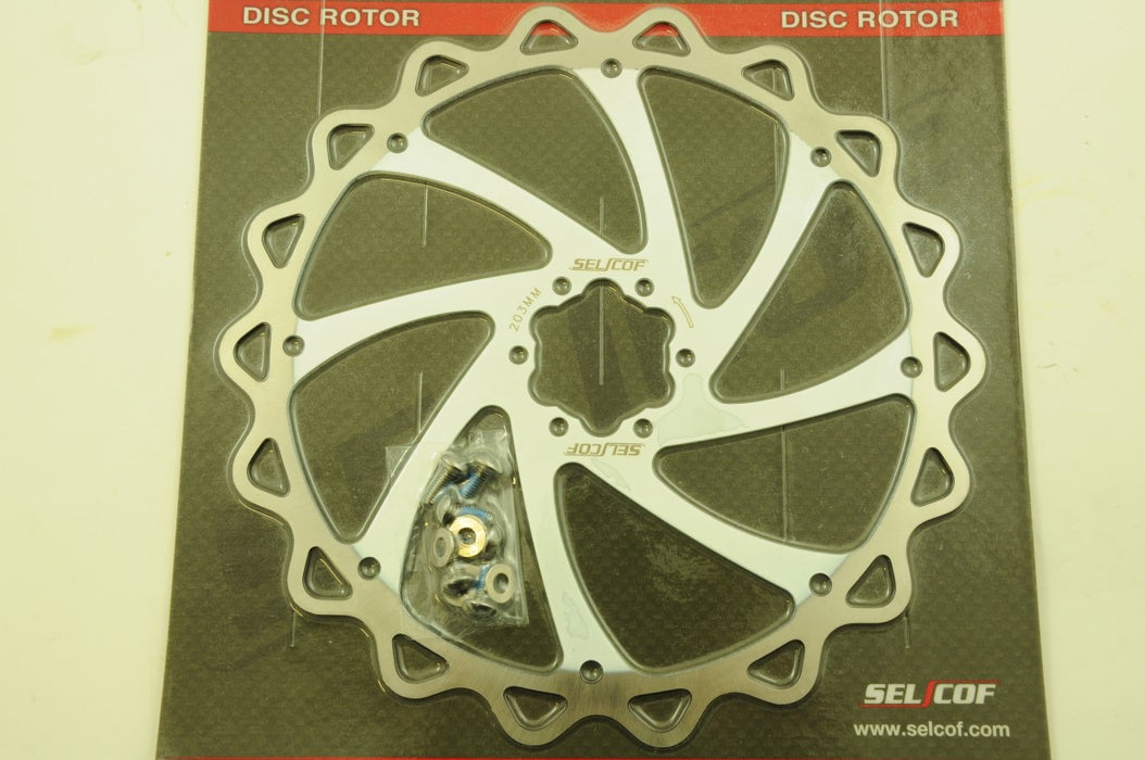 SELCOF DISC BRAKE ROTOR STAINLESS STEEL 203mm 6 BOLT FITTING SHIMANO, HOPE, AVID TEKTRO COMPATIBLE