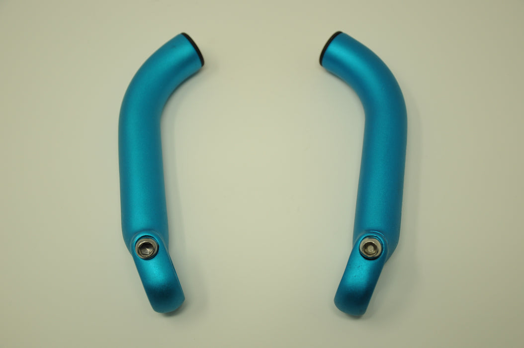 PAIR BLUE TRANS X FORGED ALLOY SKI TYPE BEND BAR ENDS HIGH QUALITY LIGHTWEIGHT HANDLEBAR BAR ENDS