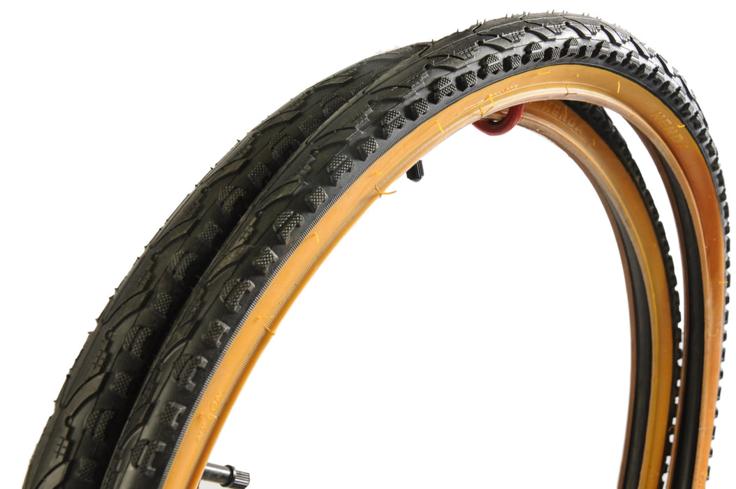 PAIR KENDA 26 x 1.75 47 – 559 CITY BIKE TYRES BLACK AMBERWALL + TUBES