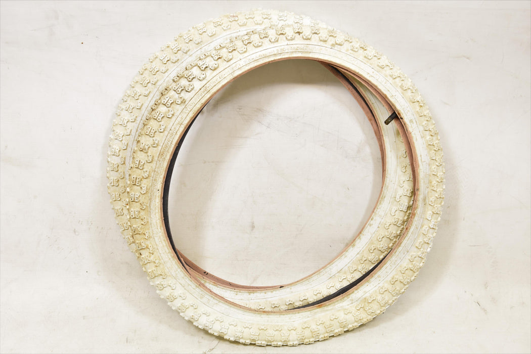 Pair 20 x 2.125 Very Soiled White BMX Tyres & Inner Tubes For Old School BMX Or Modern BMX Comp Iii Type Tread Clearance Sale 60% Off