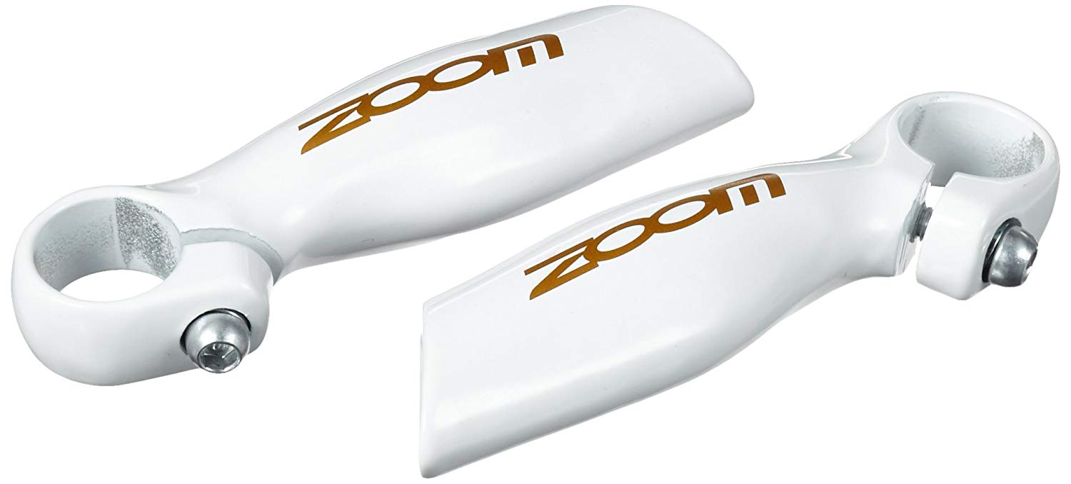 Anatomical Bike Bar Ends For Mtb Or Road Cycle Alloy White & Zoom In Gold 115mm