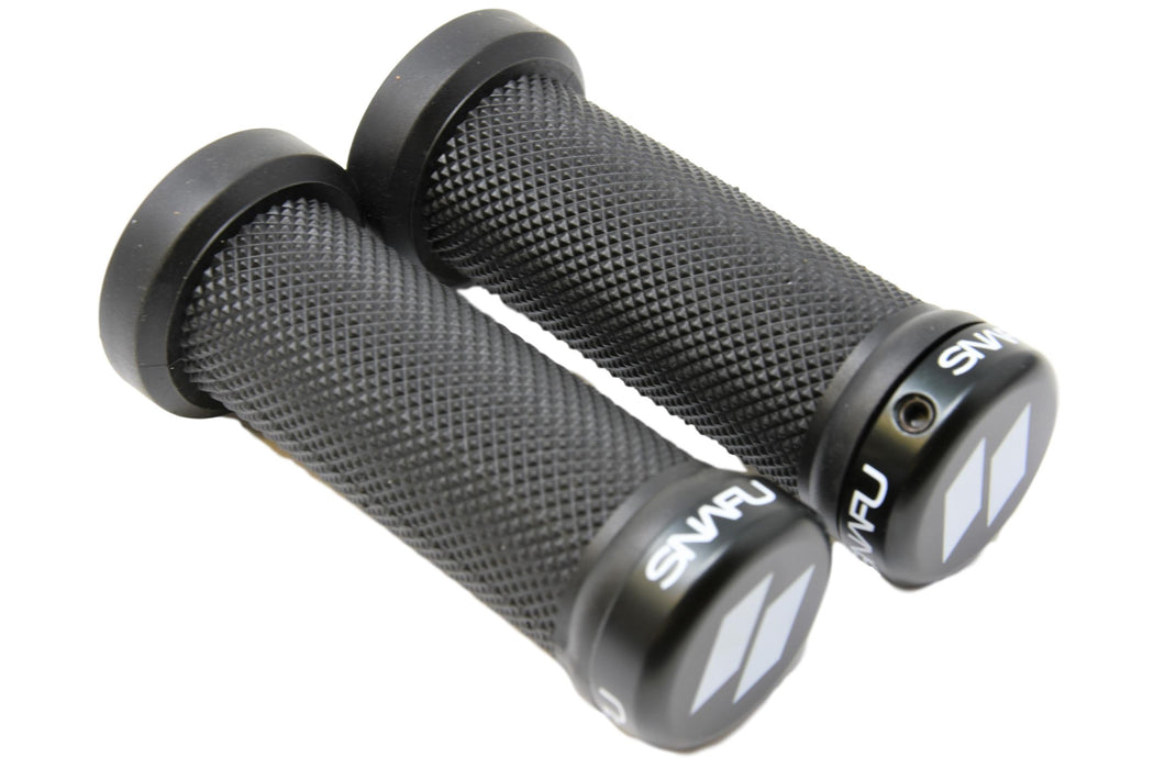 Snafu BMX Or MTB Double Lock-on 95mm Mini Handlebar Diamond Pattern Grips - Black