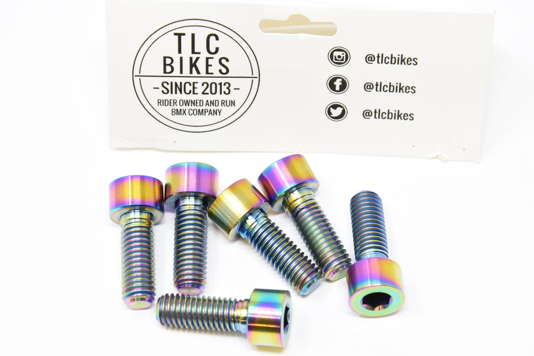 Set Of Six TLC Bikes Fit S & M Titanium Rainbow BMX Stem Bolts Ultra Light