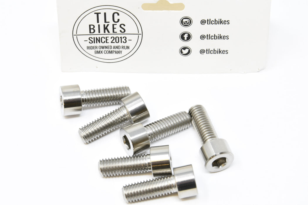 Set Of Six TLC Bikes Fit S & M Titanium Natural BMX Stem Bolts Ultra Light