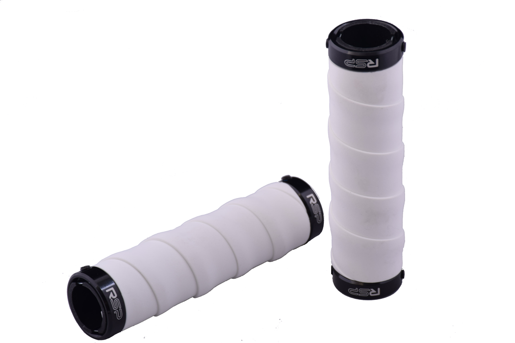PAIR RSP RACE HANDLEBAR TAPE TYPE DOUBLE LOCK ON COMFORT SOFT BIKE HANDLEBAR GRIPS WHITE 22.2mm