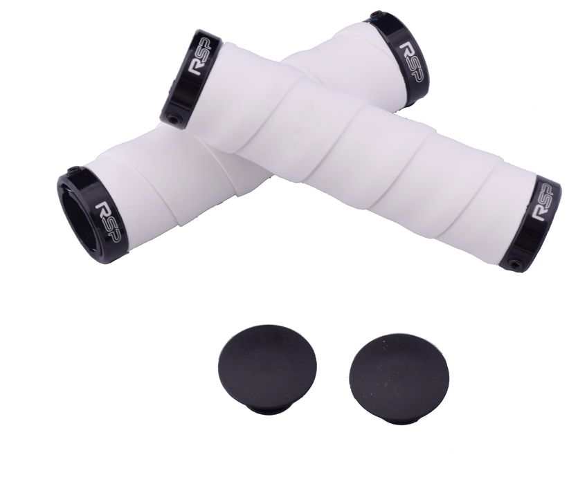 PAIR RSP RACE HANDLEBAR TAPE TYPE DOUBLE LOCK ON COMFORT SOFT BIKE HANDLEBAR GRIPS WHITE 22.2mm