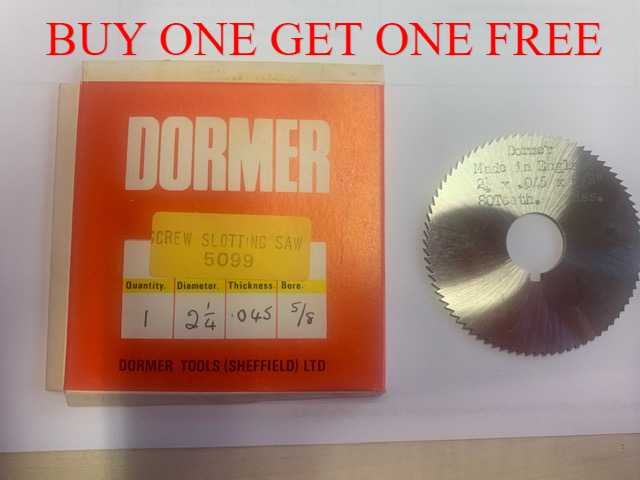 DORMER SCREW SLOTTING SAW BLADE 2 1-4" DIA .045 THICK 5-8" BORE 80 TEETH ENGLISH MADE NEW OLD STOCK BUY ONE GET ONE FREE