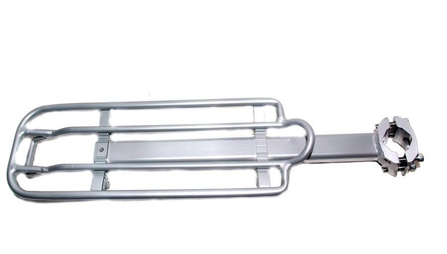 ALLOY SEAT POST MOUNTED CARRIER LUGGAGE RACK FOR SUSPENSION MTB & ALL BIKES SILVER