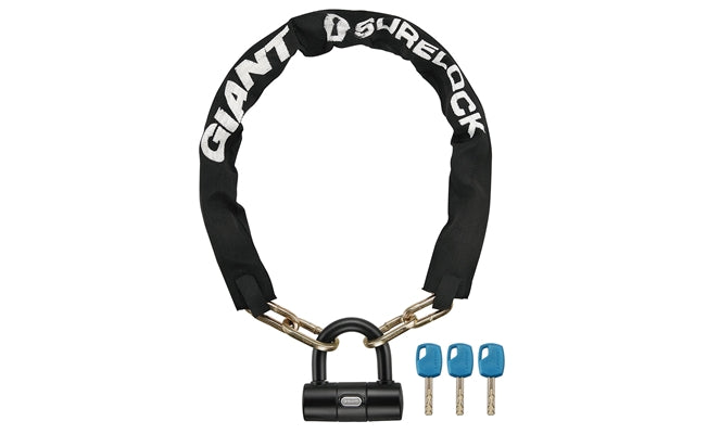 GIANT SURELOCK FORCE 2 HEAVY DUTY STRONG STEEL MTB BIKE CHAIN LOCK 8mm x 800mm