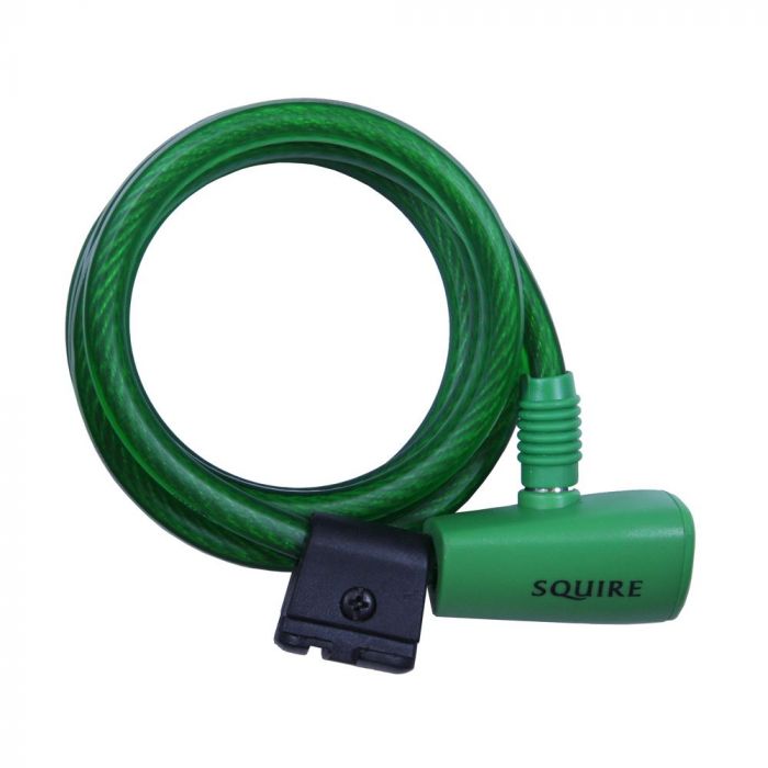 SQUIRE 116 RECOIL SPIRAL BICYCLE BIKE CABLE LOCK SECURITY 1.8mm x 10mm WITH BRACKET