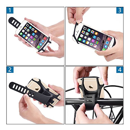 Bicycle Handlebar Smart Phone Holder Elastic Flexible Light Silicon for Prams, Bikes