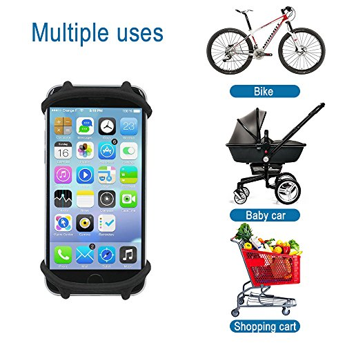 Bicycle Handlebar Smart Phone Holder Elastic Flexible Light Silicon for Prams, Bikes