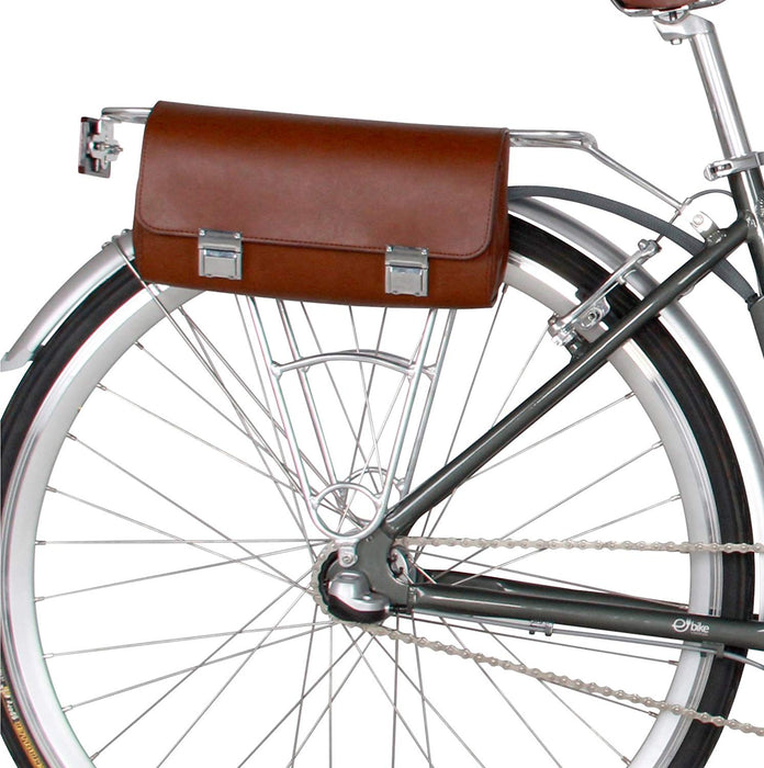 4.5ltr BATTERY BAG FOR E BIKES POSH TAN BROWN FAUX LEATHER LOCKABLE PANNIER CARRIER