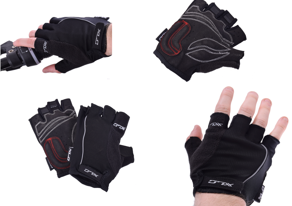 XLC ADULT LIGHTWEIGHT CYCLING RACE TRACK MITTS MULTI MATERIAL FINGERLESS PADDED GLOVES BLACK LARGE