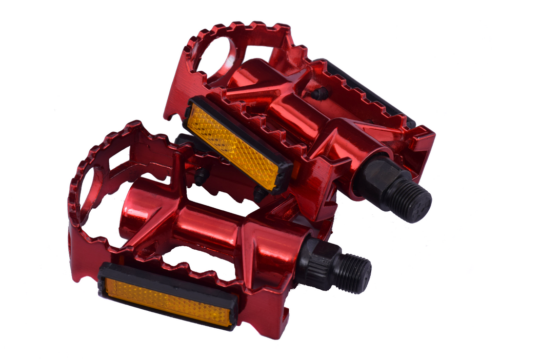 Anodised Red Alloy 9-16" MTB Pedals One Piece Lightweight Boron Axle 50% OFF RRP