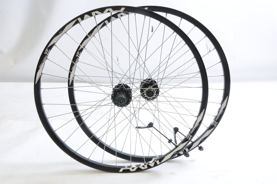 PAIR 27.5” 650B (584 x 21) MTB DISC WHEELS SIMPLON AXM1700 BLACK RIMS,8 or 9 SPEED CASSETTE, STAINLESS SPOKES