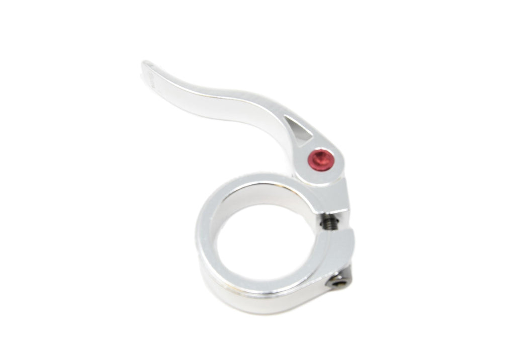 Snafu Quick Release BMX, MTB Race Seat Clamp 31.8mm Forged Alloy-Stainless Silver
