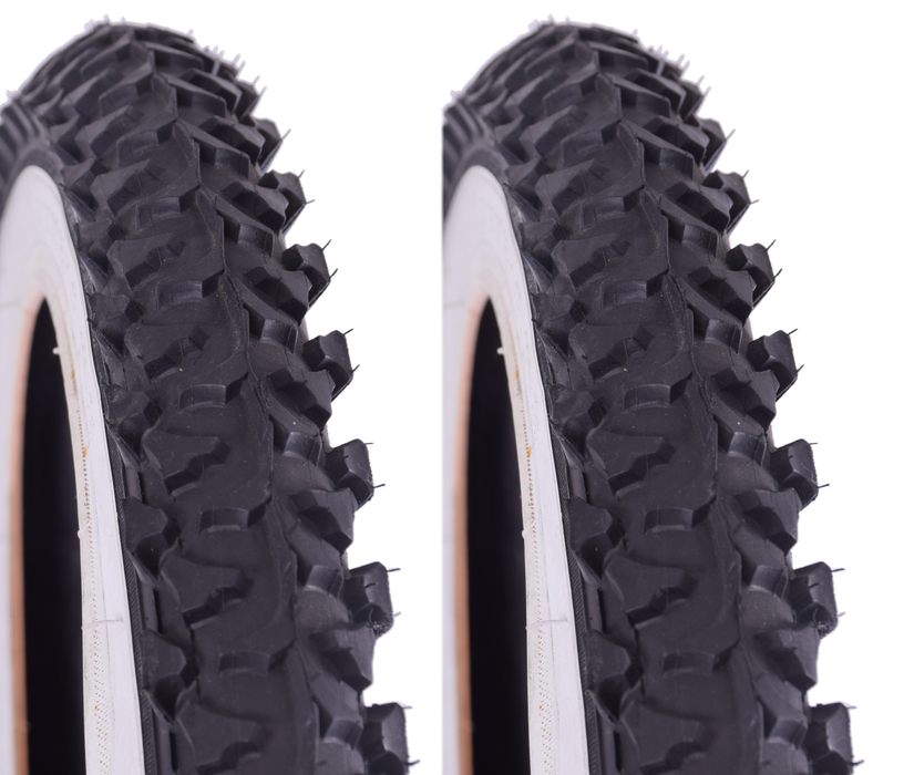 PAIR BMX 20” x 2.125” WHITEWALL TYRES & TUBES HEAVY DUTY TREAD SUIT MTB, BMX, FOLDERS