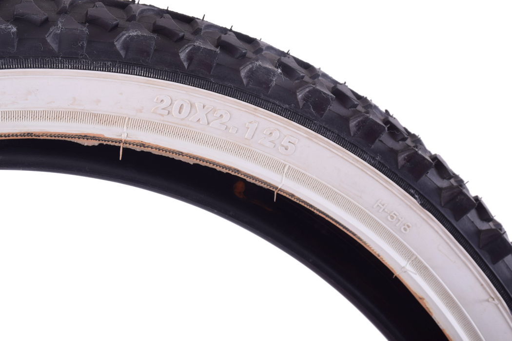 PAIR BMX 20” x 2.125” WHITEWALL TYRES & TUBES HEAVY DUTY TREAD SUIT MTB, BMX, FOLDERS