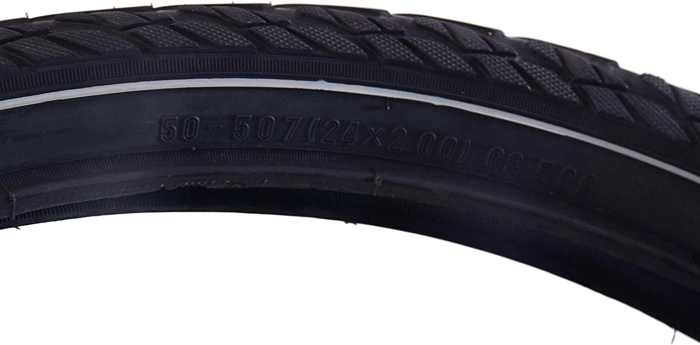 Pair (2) Trax 24" x 2.0 (50-507) Junior MTB Style Bike Tyres With Safety Reflective Sides & All Terrain Tread