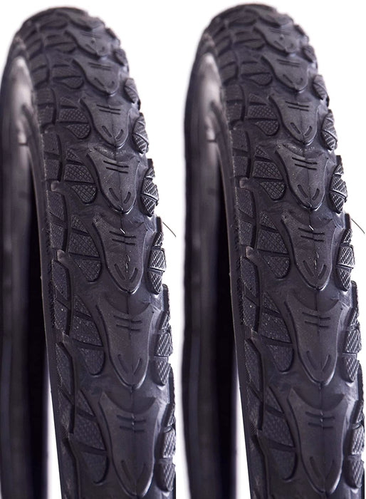 Pair (2) Trax 24" x 2.0 (50-507) Junior MTB Style Bike Tyres With Safety Reflective Sides & All Terrain Tread