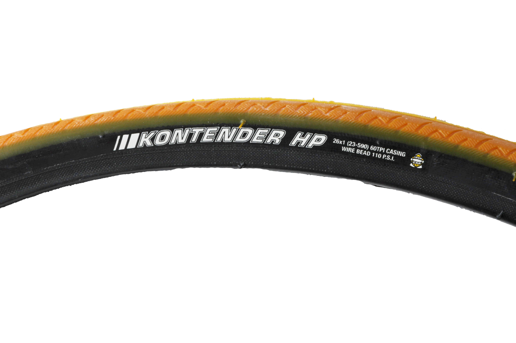 KENDA K-196 KONTENDER 26 x 1.0 WHEELCHAIR OR ROAD BIKE TYRE YELLOW & BLACK SLICK