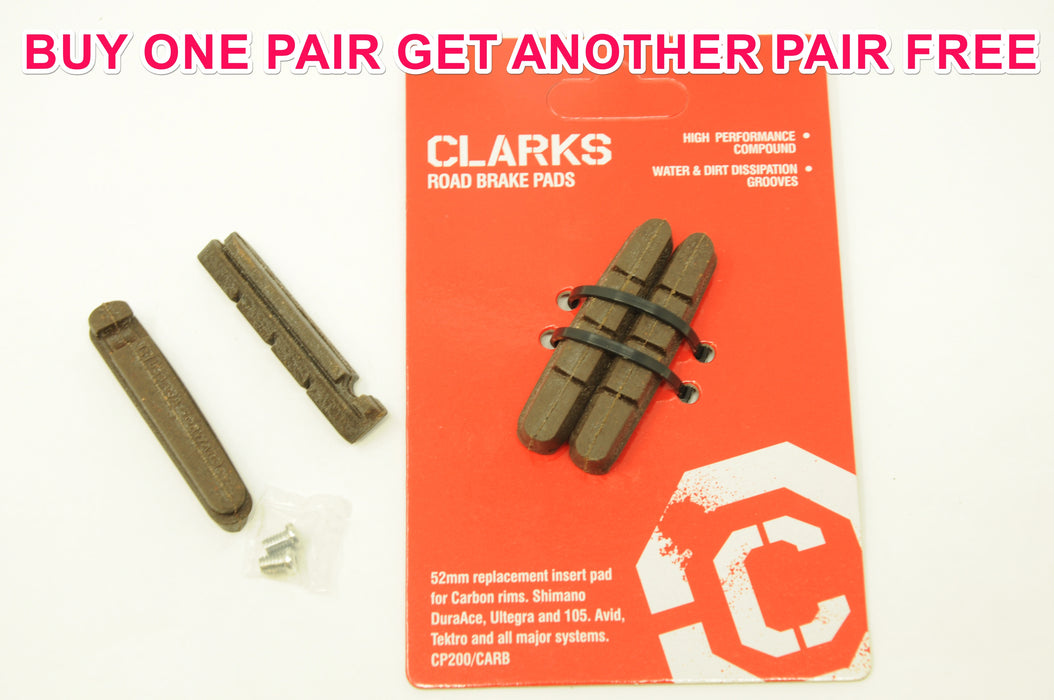 CLARKS Carbon Rim 52mm Brake Pad Inserts Shimano Dura Ace, Ultegra, 105, Sram Buy One Pair Get One Pair Free!