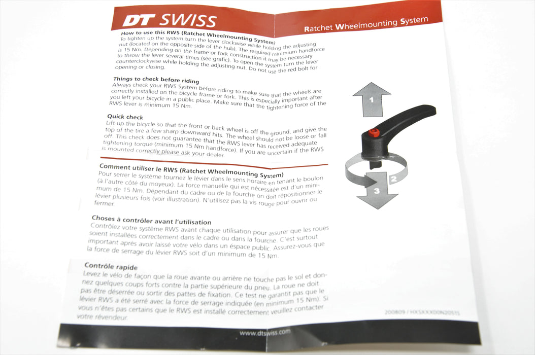 DT Swiss RWS Steel Quick Release Road Bike Hub Front Skewer 5 X 100mm Qr Spindle