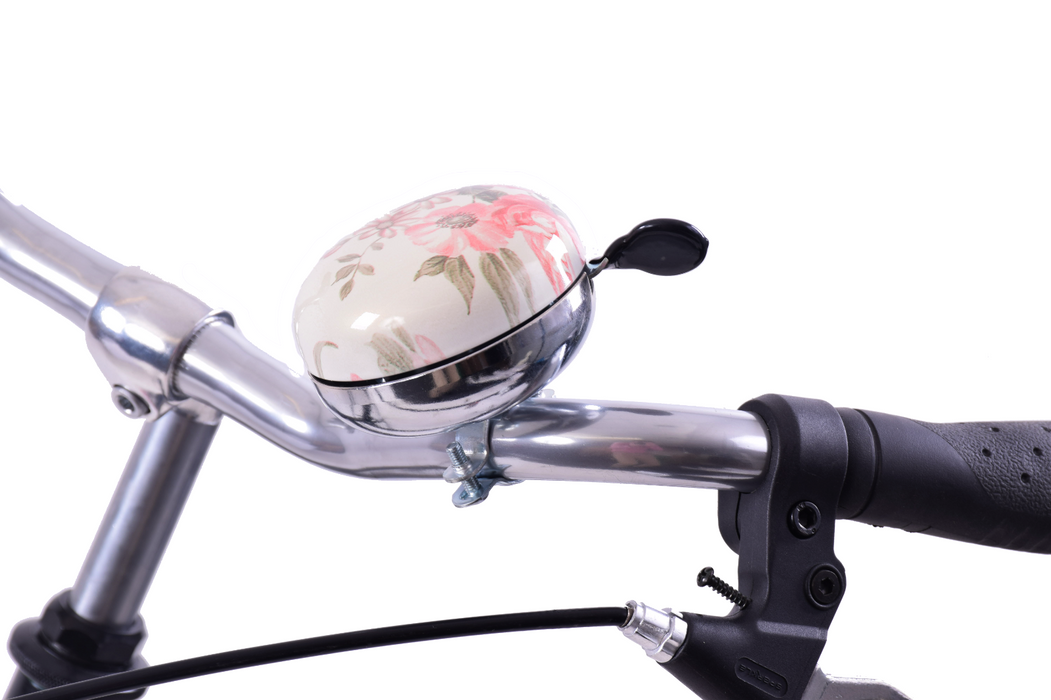 VERY LOUD DING DONG BIKE BELL BIG TRADITIONAL FLOWERS CREAM LADIES OR GENTS VINTAGE STYLE