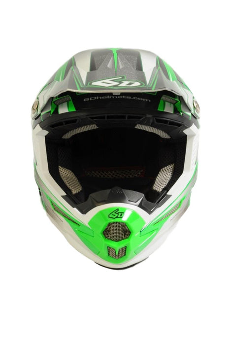 6D ATR-1 Rush Moto-X - Motocross Helmet - XL – Green, Black & White