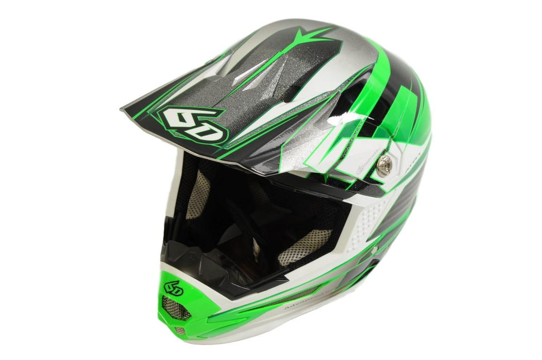 6D ATR-1 Rush Moto-X - Motocross Helmet - XL – Green, Black & White