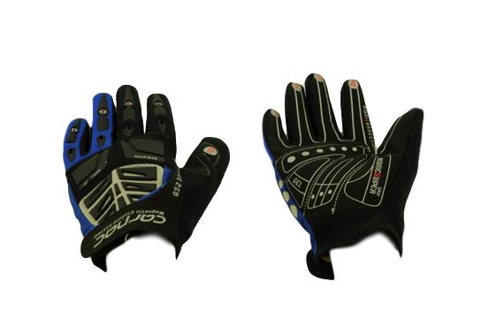 CARNAC'S MTB FORCE 250 FULL FINGER GLOVES, GEL PADS MAGNETIC CLOSURE BLUE