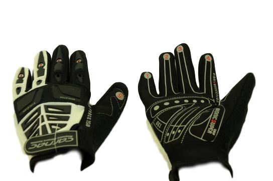 CARNAC'S MTB FORCE 250 FULL FINGER GLOVES, GEL PADS MAGNETIC CLOSURE WHITE