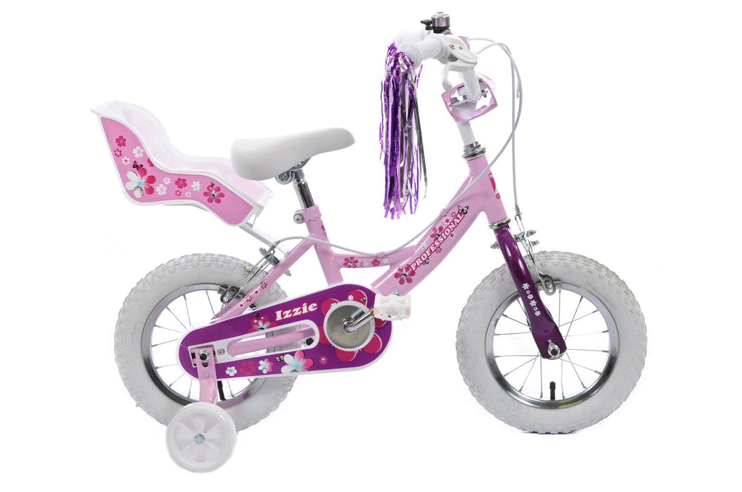 GIRLIE BIKE IZZIE 14" WHEEL,DOLLY SEAT, STREAMERS & STABILISERS PINK IDEAL PRESENT