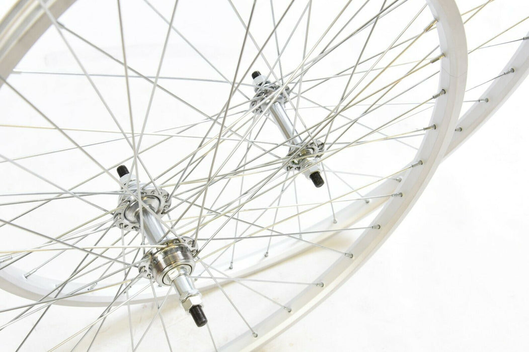 Pair Classic Vintage 60’s 70’s 80’s Racing Bike Wheels 26 x 1 3-8 (26 X 1 1-4) Alloy Rim With Rare Steel Narrow Hubs