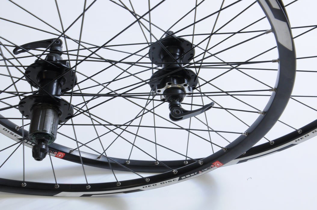 PAIR 29ER (622 x19) 8,9 OR 10 CASSETTE XC MTB WHEELS NEO DISC BLACK RIMS WITH SEALED BEARING HUB