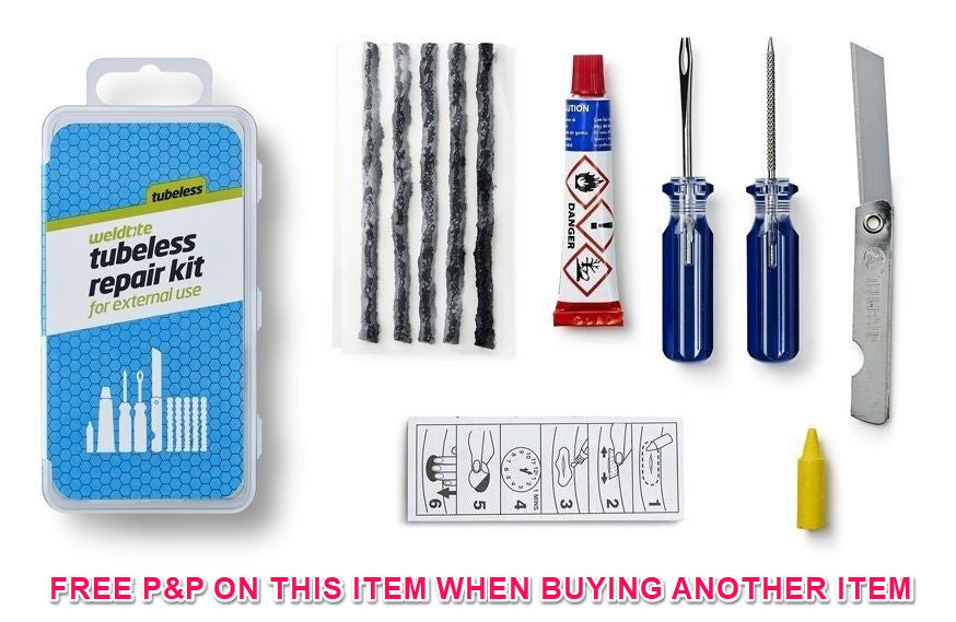 Bike Cycle Bicycle Weldtite Tubeless Tyre Outside Puncture Repair Kit With Tools NEW