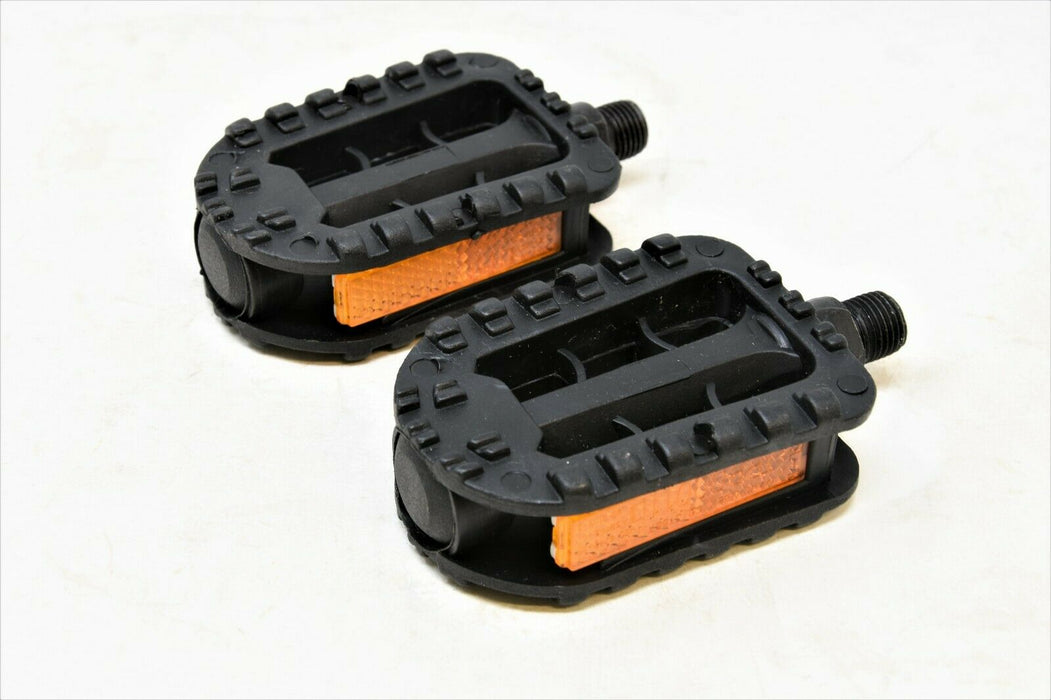 CHILDRENS BIKE PEDALS BLACK JUNIOR 1/2" FOR ONE PIECE CRANKS BMX & KIDS BIKES