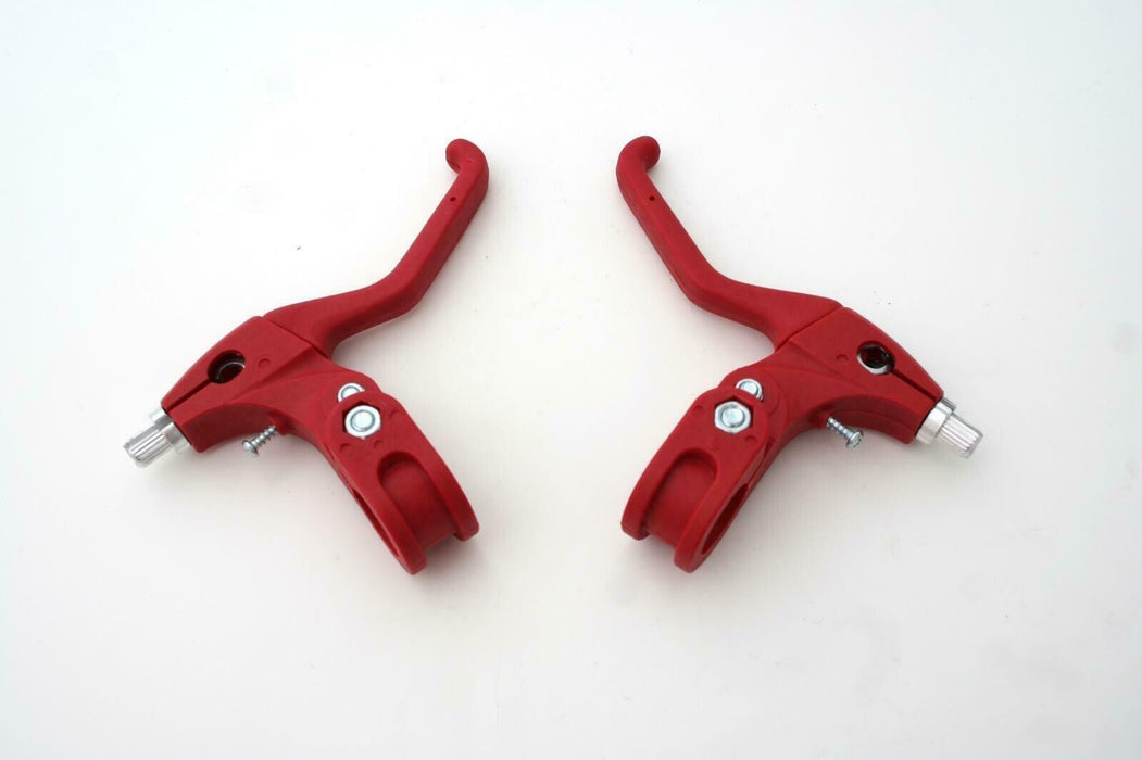 Pair 22.2mm Red Ergonomic V-Brake Levers For Kids Bike / Bicycle