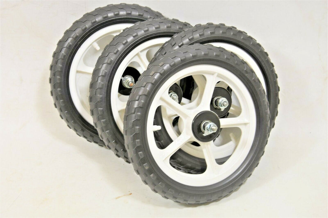 SET OF FOUR SOAP BOX WHEELS 12"(300mm ) FULL BEARING MAG WHEELS WHITE-BLACK