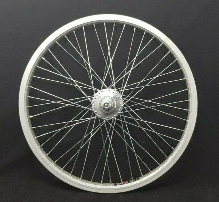 FRONT 20" BMX 48 SPOKE BICYCLE WHEEL 3/8" SILVER ALLOY RIM LARGE FLANGE BIKE HUB