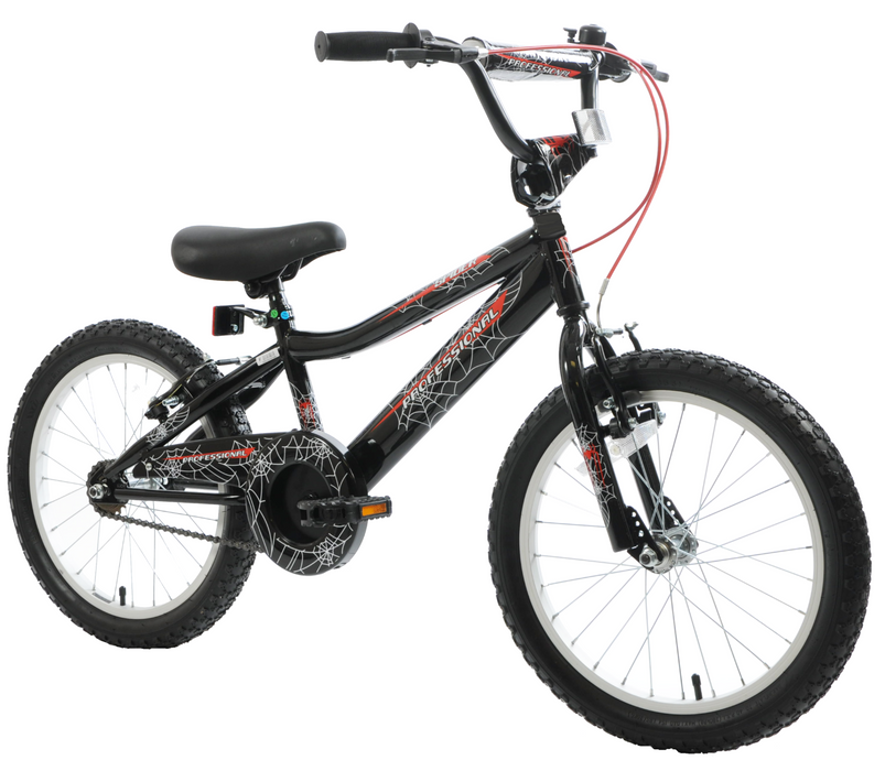 Ammaco Spider 18" Wheel Kids Childs Boys BMX Black & Red Bike Bicycle Age 6 +