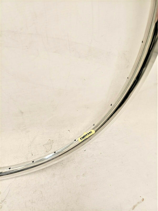 Espresso Bike Rim 700c 622 X 17 25mm Dual Wall 32 Hole Polish Chrome Look Alloy