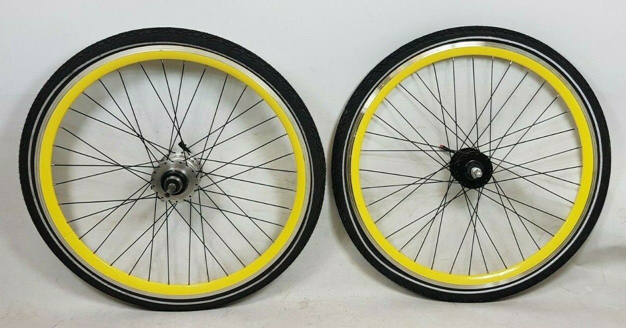 Pair 26" Sturmey Archer RX-RD3 Bike Wheels Front Generator Hub Wheel Solid Tyres