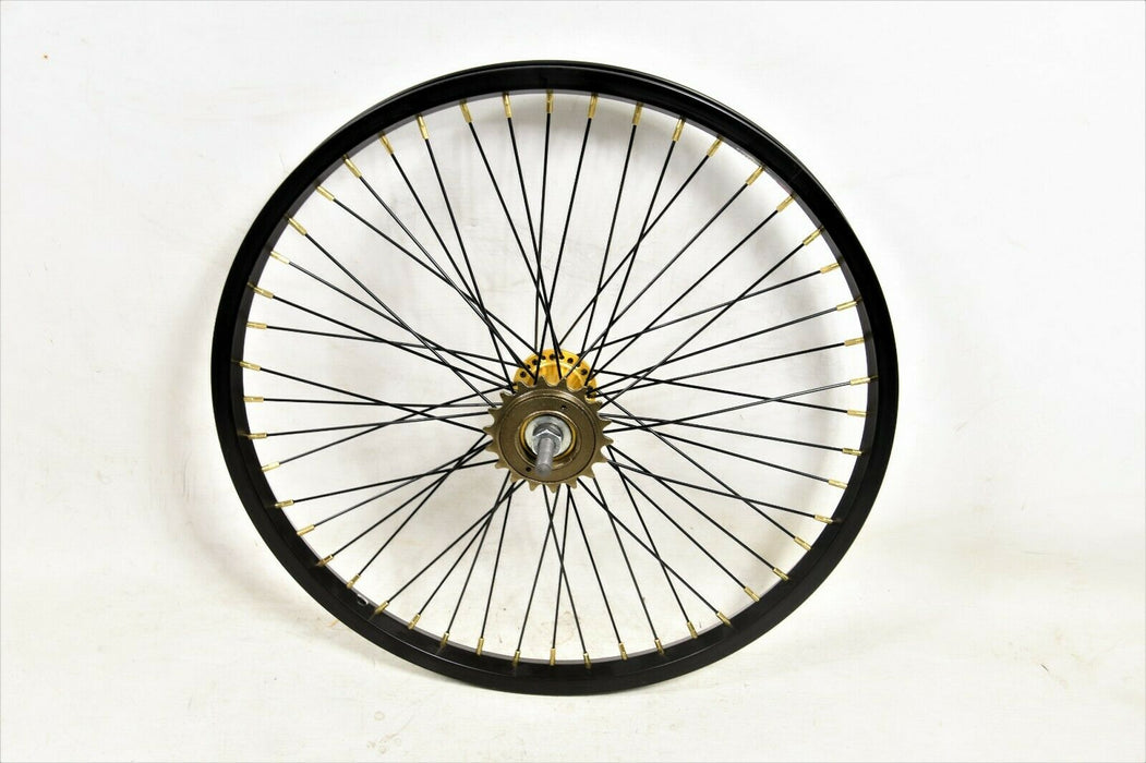 Black Rear 20" BMX 48 Spoke Wheel 10mm Axle (406 - 19) Rim And 18T Cog Gold Hub