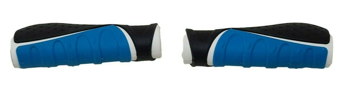 PAIR OF 130MM VAVERT BIKE HANDLEBAR GRIPS ERGONOMIC PLUG - BLACK/BLUE