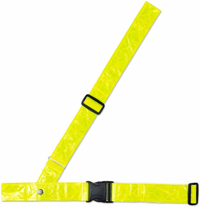 YELLOW REFLECTIVE HI-VIZ SAM BROWNE SASH BELT FOR CYCLING RUNNING - BY HALFORDS