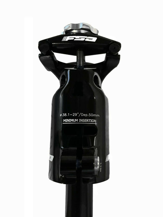 FSA INTEGRATED AERO BLACK ALLOY 38.3MM 90MM LIGHTWEIGHT SEATPOST - XC-140